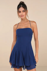 Perfected Sweetness Red Pleated Tiered Mini Dress